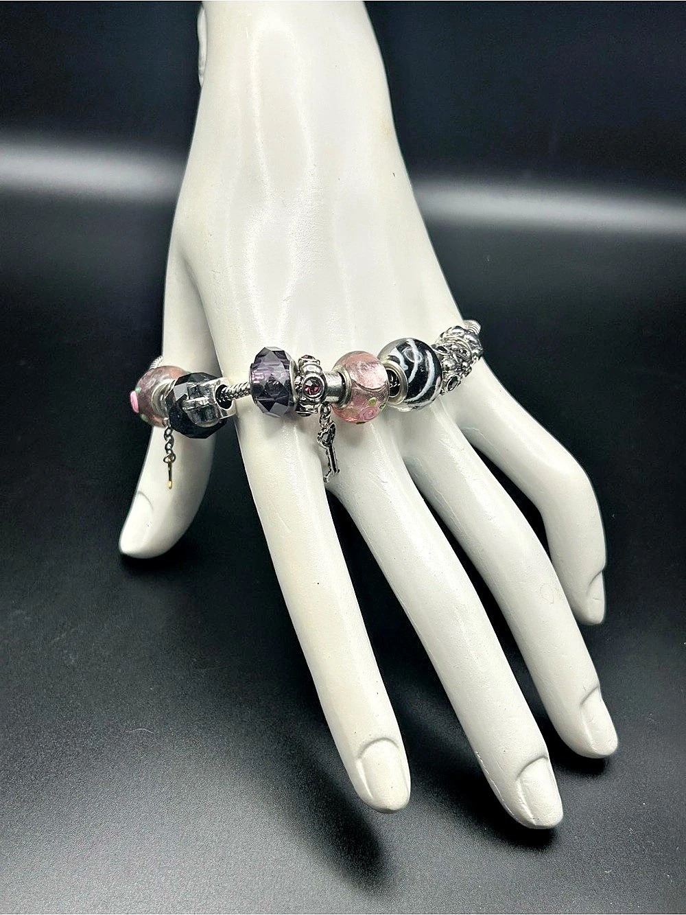 Silver & Pink Charm Bracelet
